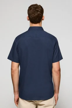Polo Club Chemises|Polos*Chemise polo en lin et coton avec broderie Rigby Go Bleu Marine
