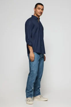 Polo Club Chemises*Chemise Regular en lin et coton avec logo brodé Bleu Marine