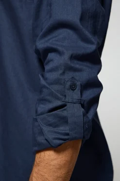 Polo Club Chemises*Chemise Regular en lin et coton avec logo brodé Bleu Marine
