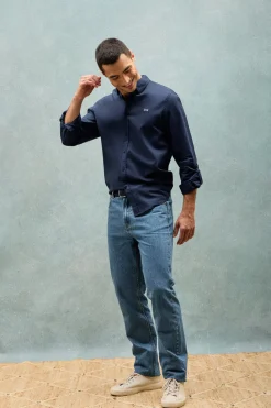 Polo Club Chemises*Chemise Regular en lin et coton avec logo brodé Bleu Marine