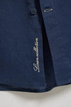 Polo Club Chemises*Chemise Regular en lin et coton avec logo brodé Bleu Marine