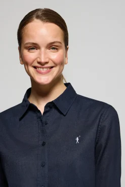 Polo Club Chemises*Chemise Regular en lin et coton avec broderie Rigby Go Bleu Marine