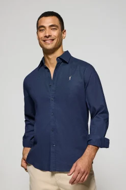 Polo Club Chemises*Chemise Regular en lin et coton avec broderie Rigby Go Bleu Marine