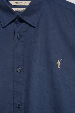 Polo Club Chemises*Chemise Regular en lin et coton avec broderie Rigby Go Bleu Marine