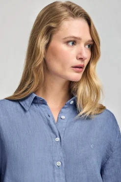 Polo Club Chemises*Chemise en lin garnment dye avec monogramme brodé Bleu Royal