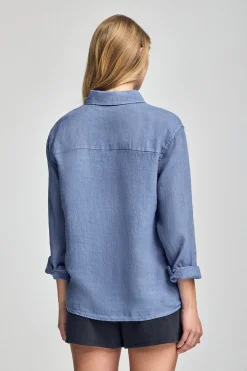 Polo Club Chemises*Chemise en lin garnment dye avec monogramme brodé Bleu Royal