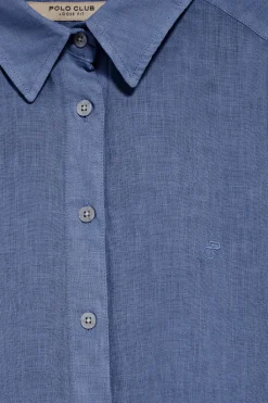 Polo Club Chemises*Chemise en lin garnment dye avec monogramme brodé Bleu Royal