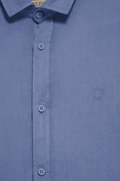 Polo Club Chemises*Chemise en lin garment dye avec monogramme brodé Bleu Royal