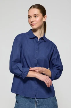 Polo Club Chemises*Chemise loose fit en lin et coton avec monogramme brodé Bleu Royal