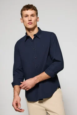Polo Club Chemises*Chemise bleue en popeline marine garnment dye avec une broderie Rigby Go Bleu Marine