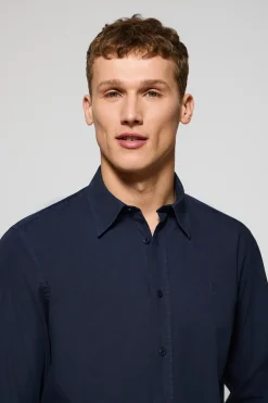 Polo Club Chemises*Chemise bleue en popeline marine garnment dye avec une broderie Rigby Go Bleu Marine