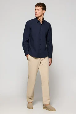 Polo Club Chemises*Chemise bleue en popeline marine garnment dye avec une broderie Rigby Go Bleu Marine