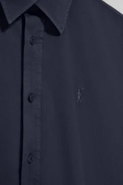 Polo Club Chemises*Chemise bleue en popeline marine garnment dye avec une broderie Rigby Go Bleu Marine