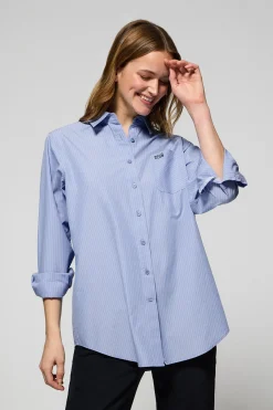 Polo Club Chemises*Chemise e Samanta en coton rayé avec logo brodé Bleu