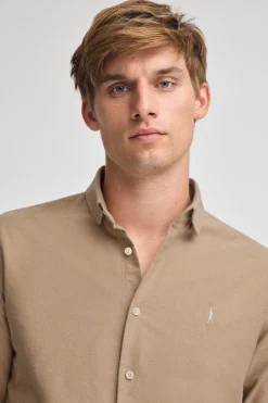Polo Club Chemises*Chemise à coupe slim et col italien avec logo Rigby Go Camel