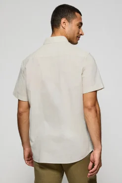 Polo Club Chemises|Polos*Chemise Regular de type polo en lin et coton avec broderie Rigby Go Crème