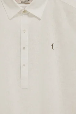 Polo Club Chemises|Polos*Chemise Regular de type polo en lin et coton avec broderie Rigby Go Crème