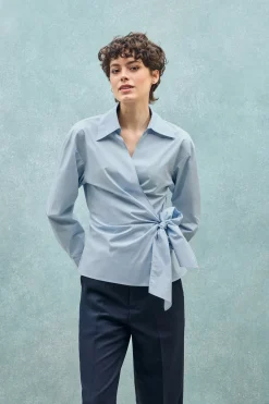 Polo Club Chemises*Chemise croisée Meggan bleu avec détails Bleu Ciel