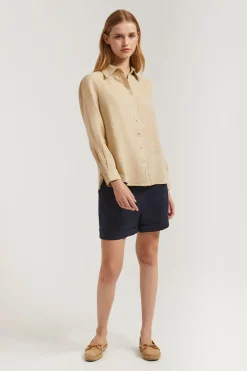 Polo Club Chemises*Chemise en lin avec un détail brodé Beige