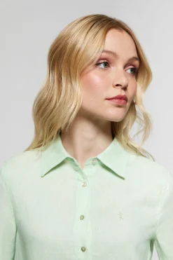 Polo Club Chemises*Chemise en lin vert pastel avec un détail brodé Rigby Go Vert Clair