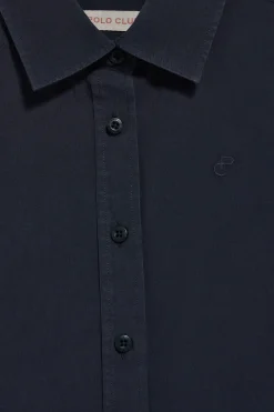 Polo Club Chemises*Chemise en popeline Garment dye à logo brodé Bleu Marine