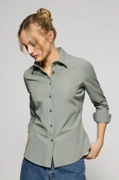 Polo Club Chemises*Chemise en popeline garment dye à logo brodé Vert Foncé
