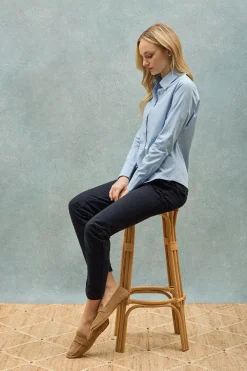 Polo Club Chemises*Chemise en popeline Garment dye bleu clair à logo brodé Bleu Ciel