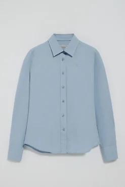 Polo Club Chemises*Chemise en popeline Garment dye bleu clair à logo brodé Bleu Ciel