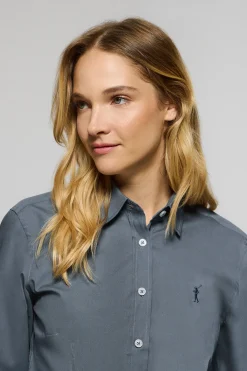 Polo Club Chemises*Chemise en popeline Slim Fit bleu avec broderie Rigby Go Denim