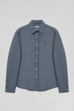 Polo Club Chemises*Chemise en popeline Slim Fit bleu avec broderie Rigby Go Denim