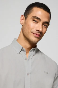 Polo Club Chemises*Chemise e Regular en lin et coton avec logo brodé Gris