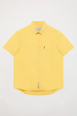 Polo Club Chemises*Chemise jaune en lin avec une poche sur la poitrine et logo Rigby Go Jaune Clair