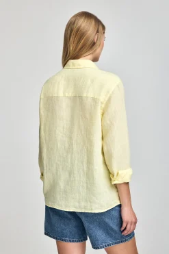 Polo Club Chemises*Chemise jaune en lin garnment dye avec monogramme brodé Jaune tendre
