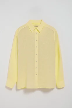 Polo Club Chemises*Chemise jaune en lin garnment dye avec monogramme brodé Jaune tendre