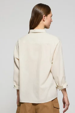 Polo Club Chemises*Chemise loose en lin et coton avec monogramme brodé Beige