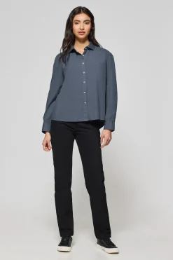 Polo Club Chemises*Chemise loose fit couleur bleu avec logo block Denim