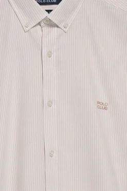 Polo Club Chemises*Chemise Oxford marron à rayures yale avec logo brodé Brun