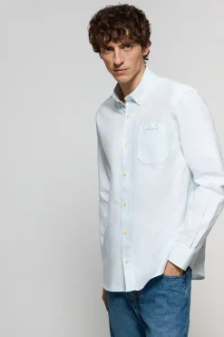 Polo Club Chemises*Chemise rayée bleu clair Oxford avec broderie Bleu Ciel