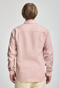 Polo Club Chemises*Chemise en lin garment dye avec monogramme brodé Rose taupe