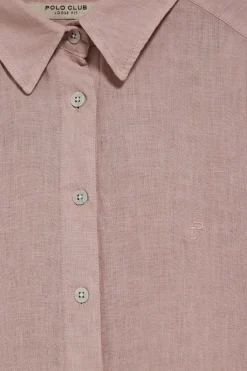 Polo Club Chemises*Chemise en lin garnment dye avec monogramme brodé Rose taupe