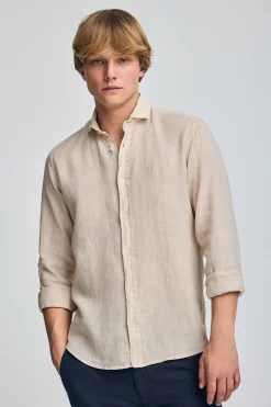Polo Club Chemises*Chemise en lin garment dye avec une broderie Rigby Go Sable