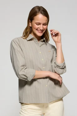 Polo Club Chemises*Chemise Scarlet rayée loose fit à bouton nacré Beige