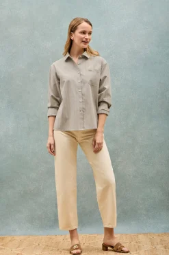 Polo Club Chemises*Chemise Scarlet rayée loose fit à bouton nacré Beige