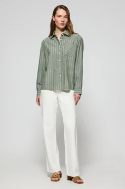 Polo Club Chemises*Chemise Scarlet rayée loose fit à bouton nacré Kaki