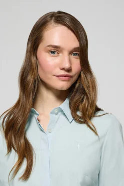 Polo Club Chemises*Chemise Slim en popeline couleur avec logo brodé Rigby Go Aigue-Marine