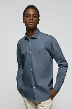 Polo Club Chemises*Chemise Slim en popeline bleu avec logo Rigby Go Denim