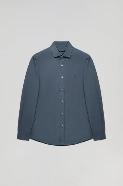 Polo Club Chemises*Chemise Slim en popeline bleu avec logo Rigby Go Denim