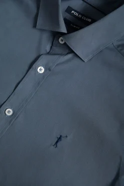 Polo Club Chemises*Chemise Slim en popeline bleu avec logo Rigby Go Denim