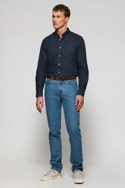 Polo Club Chemises*Chemise unie en tissu Oxford avec logo brodé Bleu Marine