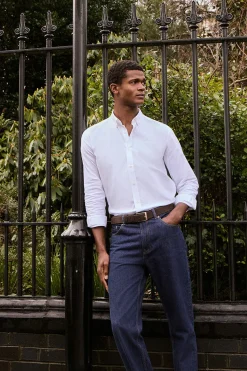 Polo Club Chemises*Chemise unie en tissu Oxford he avec logo brodé Blanc